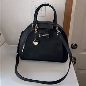 DKNY Black textured Leather Handbag